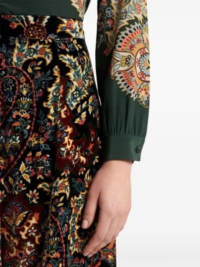 Etro Paisley-print Velvet Shirt In Black
