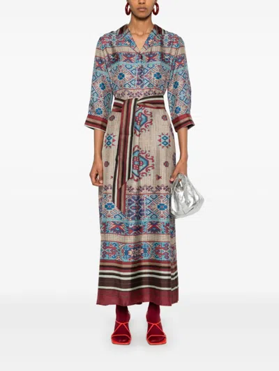 Pierre-louis Mascia Aloe Maxi Dress In Brown