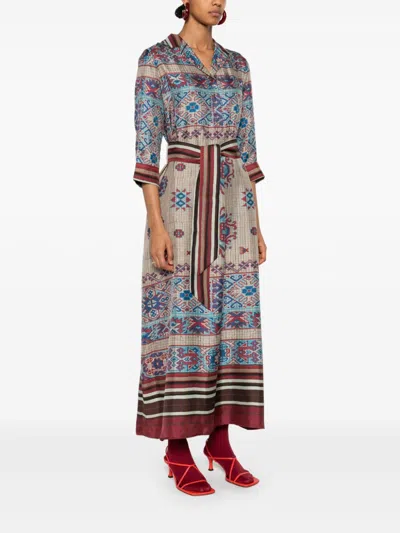 Pierre-louis Mascia Aloe Maxi Dress In Brown