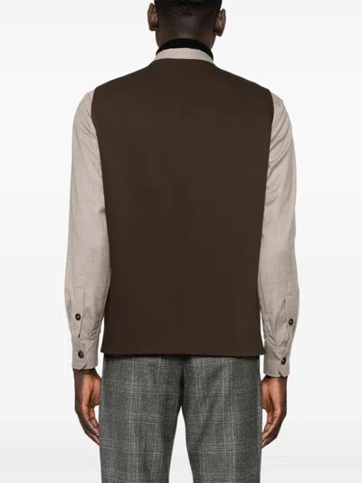 Shop Lardini Wool Waistcoat In Brown