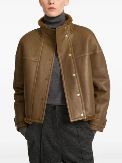Yves Salomon Shearling-lining Jacket In Brown
