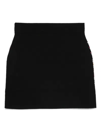 Sonia Rykiel Rhinestone Striped Mini Skirt In Black