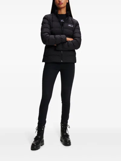 Shop Karl Lagerfeld Lightweight Puffer Jacket In Black