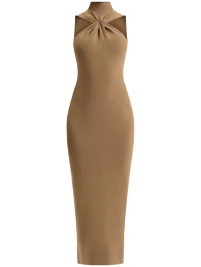 Herve Leger The Angelica Ribbed Gown In Neutrals