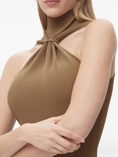 Herve Leger The Angelica Ribbed Gown In Neutrals