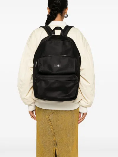 Shop Mm6 Maison Margiela Numbers-motif Backpack In Black