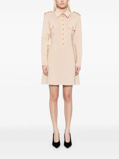 Tom Ford Rib Long Sleeve Sweater Minidress In Neutrals