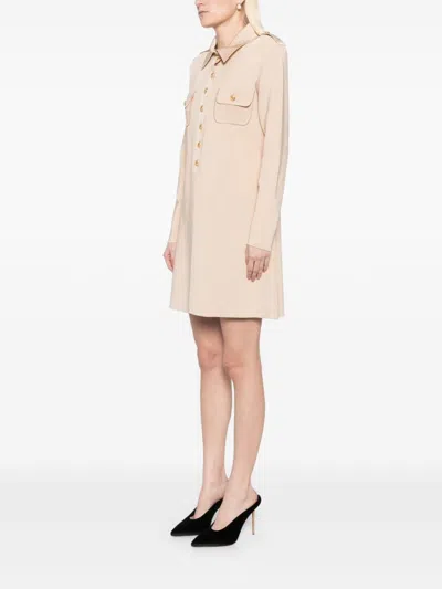 Tom Ford Rib Long Sleeve Sweater Minidress In Neutrals