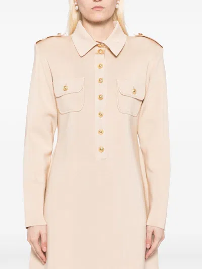 Tom Ford Rib Long Sleeve Sweater Minidress In Neutrals
