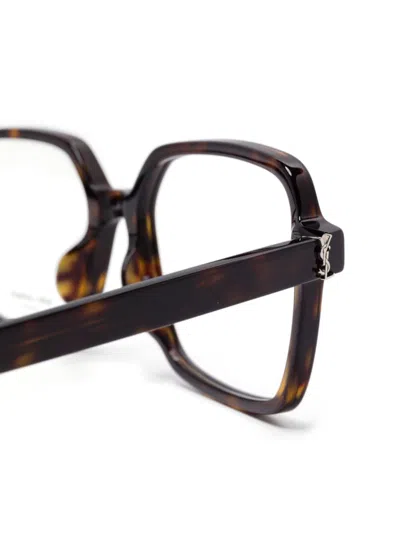 Saint Laurent Tortoiseshell-effect Glasses In Black