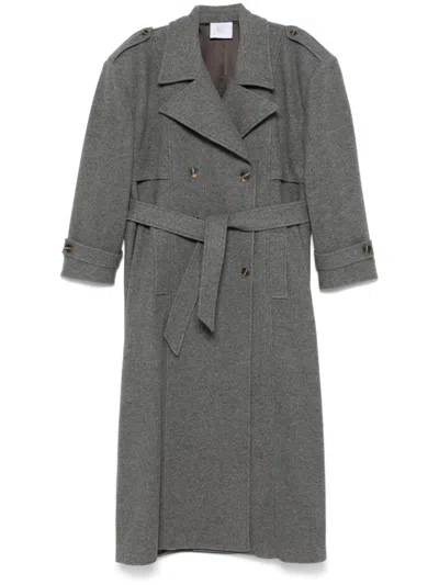 Shop Le Sully Studio Wool Trench Coat In Grey