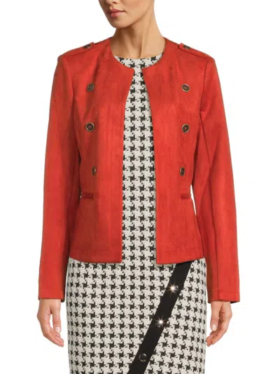 Tommy Hilfiger Women's Collarless Open Front Jacket In Paprika