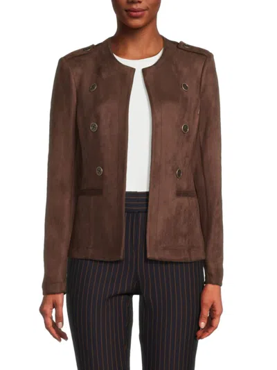 Tommy Hilfiger Women's Collarless Open Front Jacket In Chicory