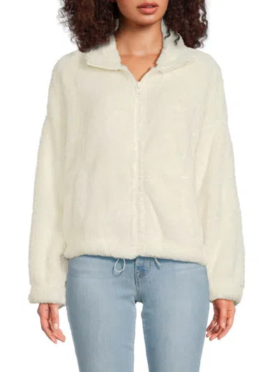 Calvin Klein Jeans Est.1978 Women's Drop Shoulder Faux Fur Jacket In Cream