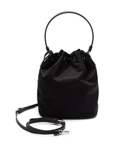 Prada Enamel Triangle-logo Tote Bag In Schwarz