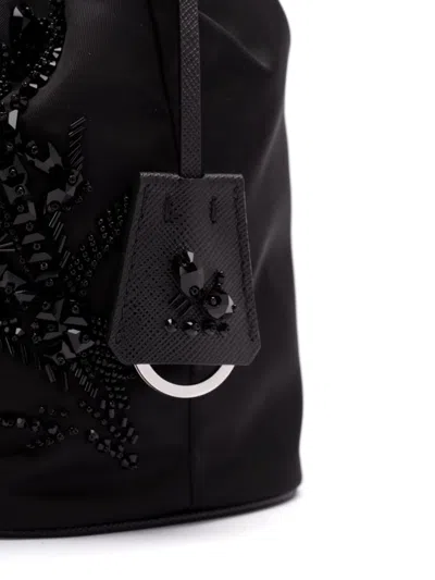 Prada Enamel Triangle-logo Tote Bag In Schwarz