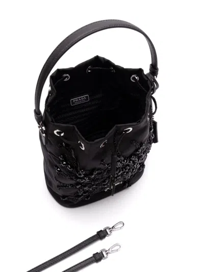 Prada Enamel Triangle-logo Tote Bag In Schwarz
