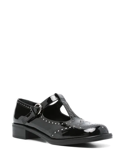 Shop Miu Miu Leather Mary Jane Shoes In Schwarz