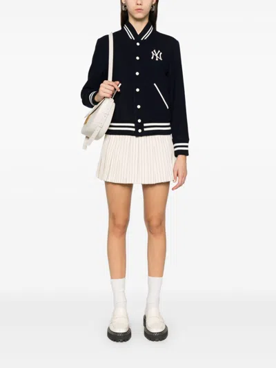 Sporty And Rich Yankees Serif Varsity Jacket In Blau
