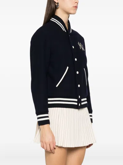 Sporty And Rich Yankees Serif Varsity Jacket In Blau