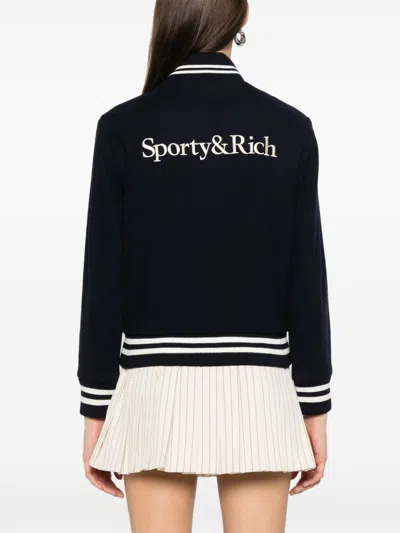 Sporty And Rich Yankees Serif Varsity Jacket In Blau