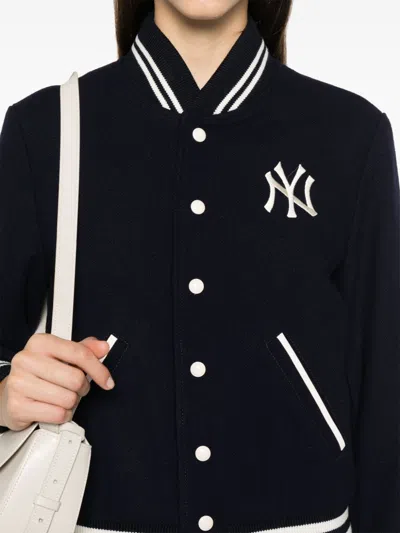 Sporty And Rich Yankees Serif Varsity Jacket In Blau