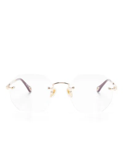 Chloé Geometric-lens Glasses In Gold