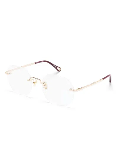 Chloé Geometric-lens Glasses In Gold