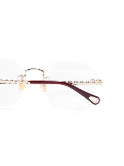 Chloé Geometric-lens Glasses In Gold