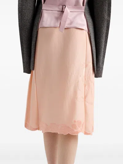 Prada Rock Aus Bestickter Habutai-seide In Rosa