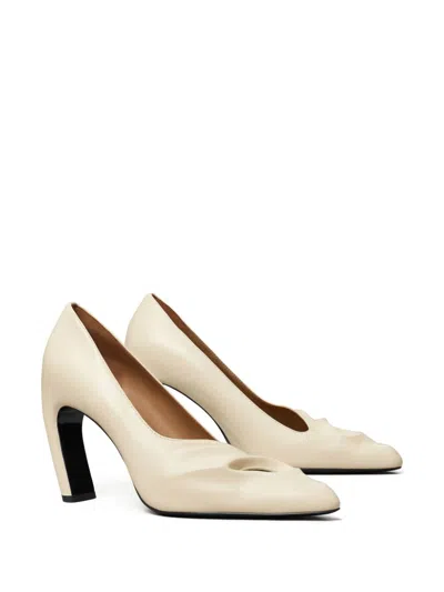 Tory Burch 90mm Sculpted Peep-toe Pumps In Nude