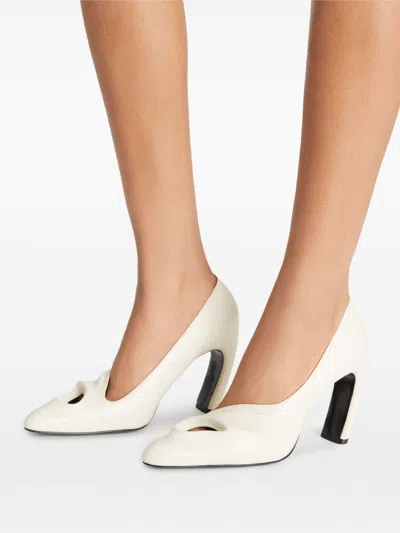 Tory Burch 90mm Sculpted Peep-toe Pumps In Nude