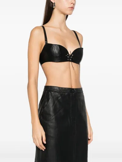 Ludovic De Saint Sernin Easy Cleavage Crop Top In Schwarz