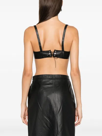 Ludovic De Saint Sernin Easy Cleavage Crop Top In Schwarz