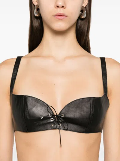 Ludovic De Saint Sernin Easy Cleavage Crop Top In Schwarz