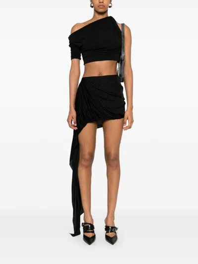 David Koma Draped Asymmetric Mini Skirt In Schwarz