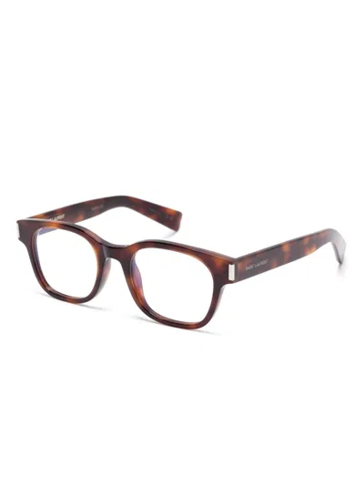 Saint Laurent Tortoiseshell-effect Glasses In Braun