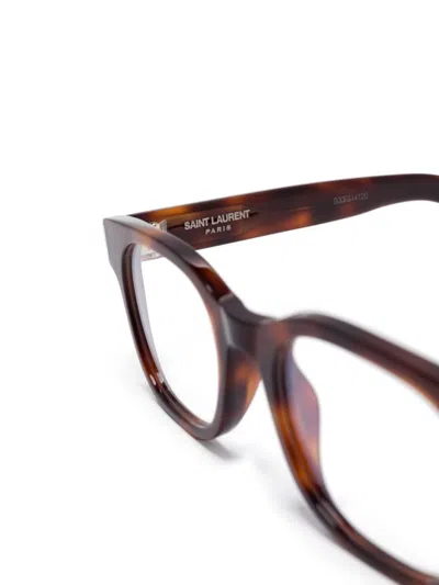 Saint Laurent Tortoiseshell-effect Glasses In Braun