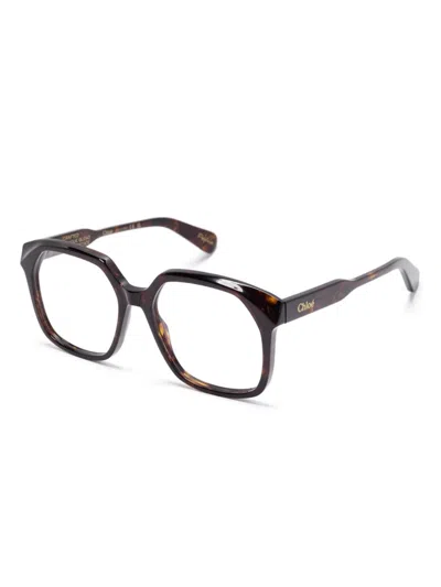 Shop Chloé Square-frame Glasses In Schwarz