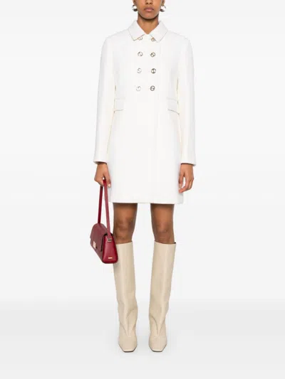 Gucci Wool Coat With Interlocking Gg Buttons In Weiss