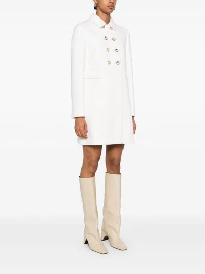Gucci Wool Coat With Interlocking Gg Buttons In Weiss