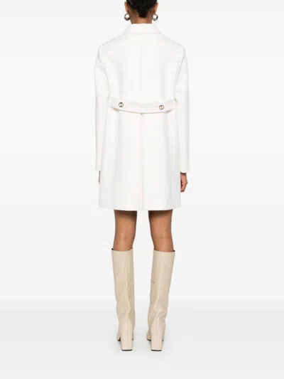 Gucci Wool Coat With Interlocking Gg Buttons In Weiss