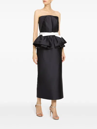 Dice Kayek Bow-detailing Midi Dress In Schwarz