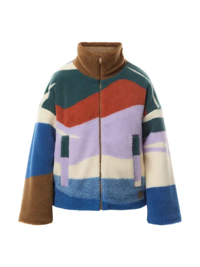 Weekend Max Mara Angolo Colorblock Faux Shearling Jacket In Multi
