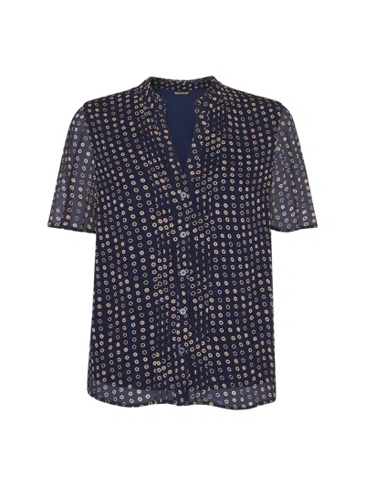 Whistles Spotted Hoop Frill Blouse, Size 10 In Blue