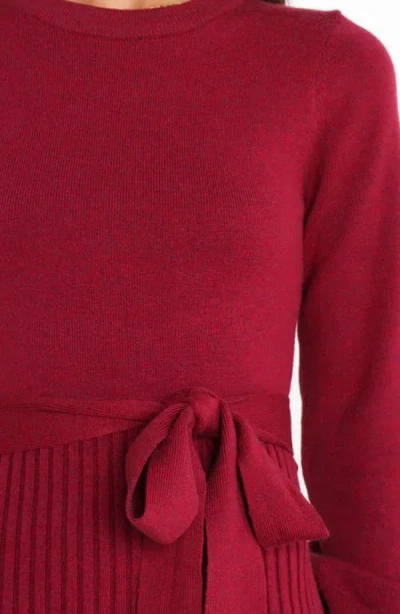 Petal And Pup Petal & Pup Helena Belted Long Sleeve Sweater Dress In Brown