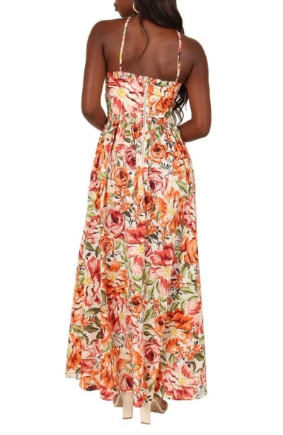 Petal And Pup Petal & Pup Madeira Cutout Halter Neck Maxi Sundress In Multi