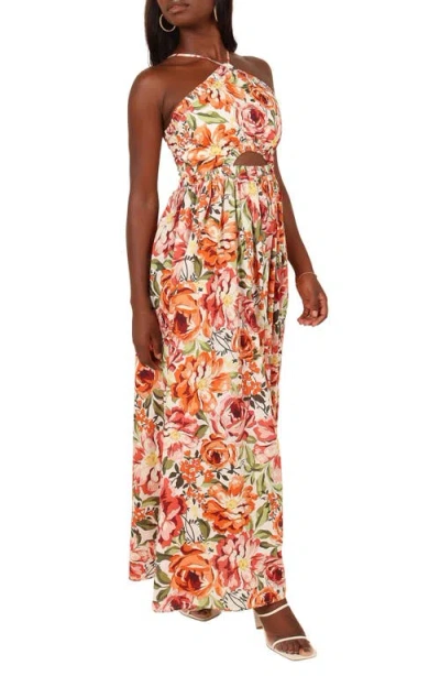 Petal And Pup Petal & Pup Madeira Cutout Halter Neck Maxi Sundress In Multi