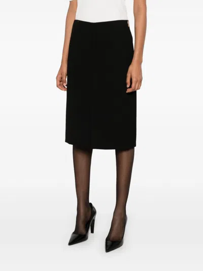 Gucci High Waist Knee-length Skirt With Back Slit And Side Pockets In Black