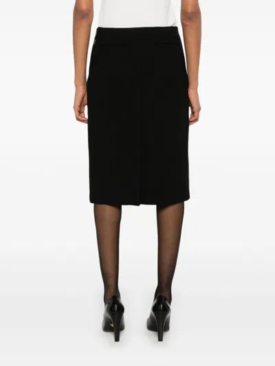 Gucci High Waist Knee-length Skirt With Back Slit And Side Pockets In Black